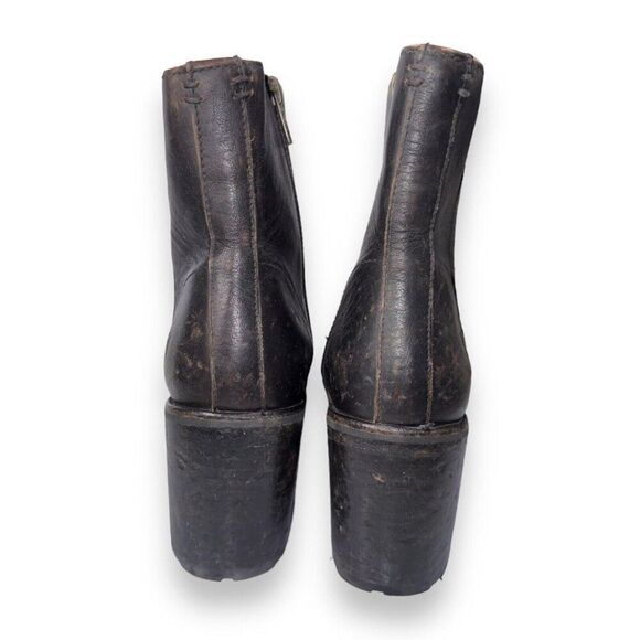 Frye Karen Inside Zip Short Heeled Leather Boots Distressed Black Women's 9M - Picture 5 of 12